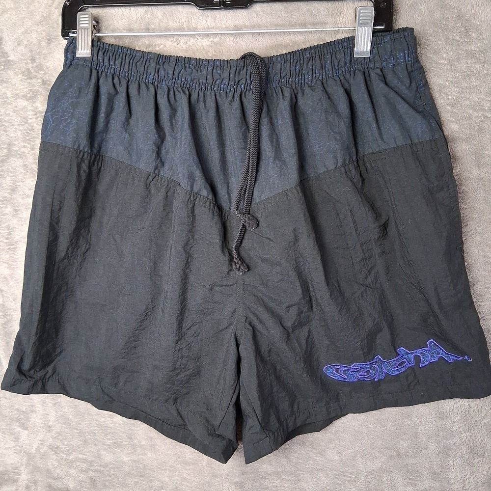 Vintage Gotcha Swim Trunks Men's Size 34 Black Purple Embroidered Lined Pockets
